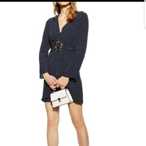 NWT Top Shop navy blue with polka dot dress size 2
